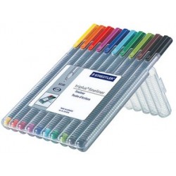 Staedtler feutre fin triplus brilliant colours, étui de 10