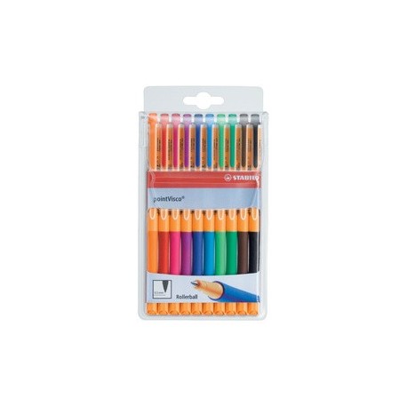 Stabilo stylo à encre gel pointvisco, étui plastique de 10