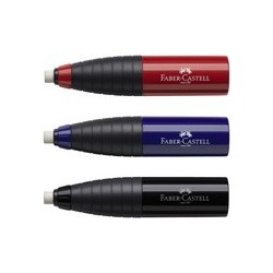 Faber-castell combination gomme-taille-crayons, rouge / bleu (LOT DE 12)