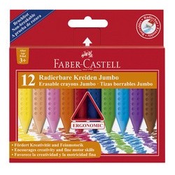 Faber-castell craies effacables jumbo, étui carton de 12