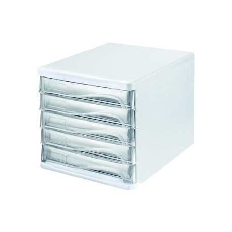 Helit bloc de rangement, 5 tiroirs, blanc/noir