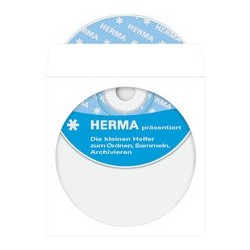Herma pochettes papier pour cd/dvd, avec fenêtre, blanches,