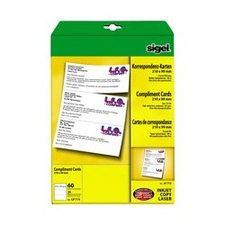 Sigel cartes de correspondance pc, format dl, blanc, 185g/m2