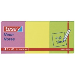 Tesa bloc de notes adhésives neon notes, 40 x 50 mm,