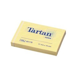 Tartan bloc-notes repositionnable, 76 x 76 mm, jaune clair (LOT DE 12)