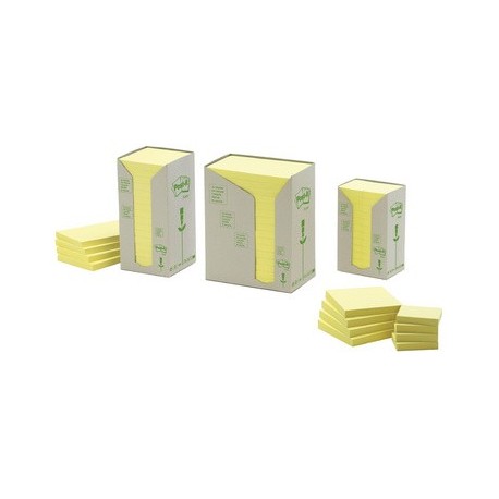 3m post-it bloc-notes adhésif recyclable, 76 x 76 mm, jaune