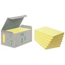 Post-it bloc-notes adhésifs recyclé, 76 x 76 mm, jaune (LOT DE 6)