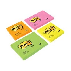 Post-it bloc-notes adhérente, 76 x 76 mm, jaune néon