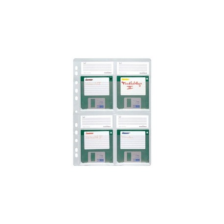 Durable pochette pour disquettes, pour 4 x 3,5" disquettes,