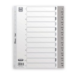 Elba intercalaires en plastique, chiffres, format a4, gris,