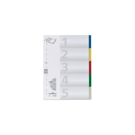Durable intercalaire plastique, format a4, pp, 5 positions