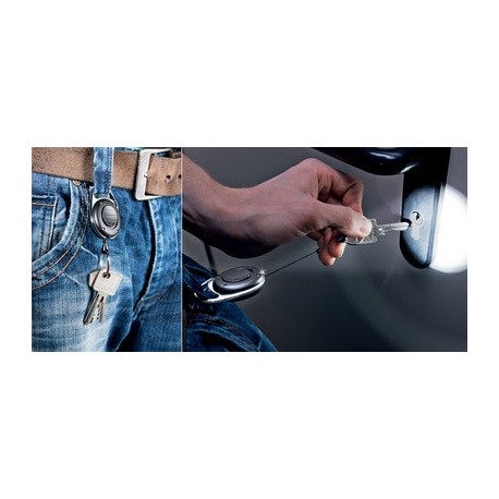 Durable porte-badges avec enrouleur et led, ovale, noir