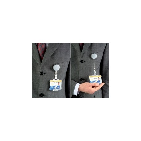 Durable porte-badge chromé, argent-métallique