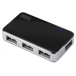 Digitus mini hub usb 2.0, 4 ports, argenté, bloc d'alimenta-
