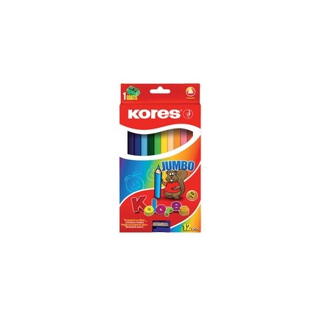 Kores crayons de couleurs "jumbo", étui en carton de 12