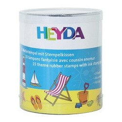 Heyda kit de tampons à motif "vacances", en boîte transpa-