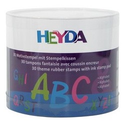 Heyda kit de timbres à motifs "alphabet", boîte transparente