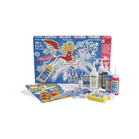 Kreul peinture fenêtre "glas design", kit monde pailleté