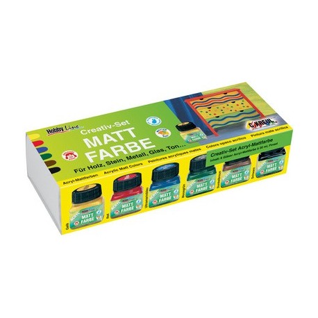 Kreul peinture mate acrylique hobby line, set créatif 6 x