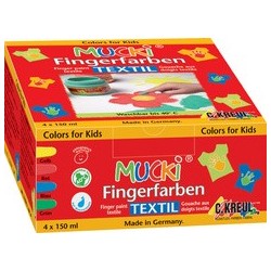 Kreul peinture au doigt pour textile "mucki", kit de 4