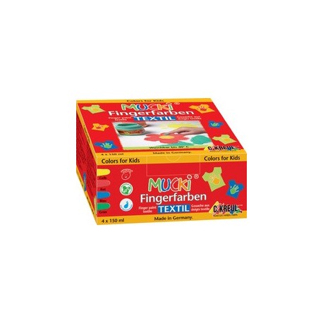Kreul peinture au doigt pour textile "mucki", kit de 4