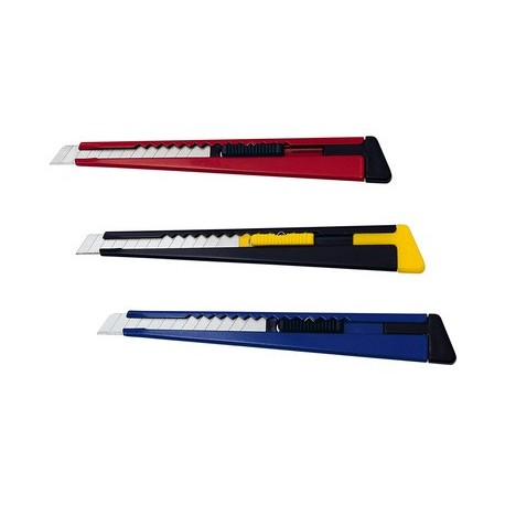 Wedo cutter en métal, lame: 9mm, à clip, couleurs assorties