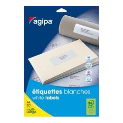 Agipa etiquettes multi-usage, 50 x 20 mm, blanches