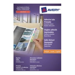 Avery onglets adhésifs personnalisables, a4, couleur assorti