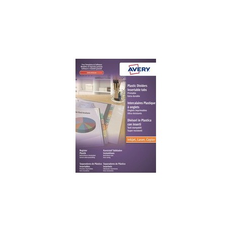 Avery intercalaires à onglets, 12 touches, pp, transparent