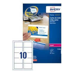 Avery cartes de visite quick&clean, 220 g/m2, satin blanc