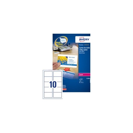 Avery cartes de visite quick&clean, 220 g/m2, satin blanc