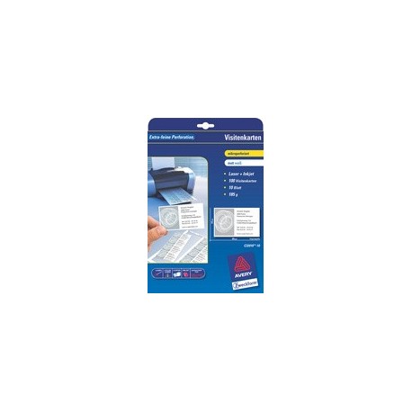 Avery zweckform cartes de visite, 85 x 54 mm, blanc