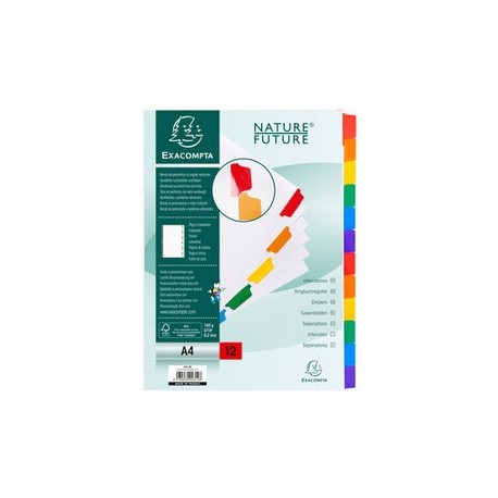 Exacompta intercalaires en carton, a4, 12 positions (LOT DE 20)