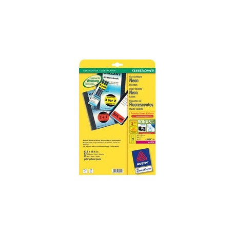 Avery zweckform étiquettes fluorescente, 99,1 x 38,1 mm,