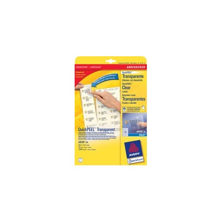 Avery zweckform etiquettes adresses transparentes, 63,5 x