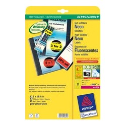 Avery zweckform etiquettes fluorescent, 63,5 x 29,6 mm,rouge