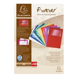 Exacompta chemises à fenêtre forever, a4, 120 g/m2, bleu