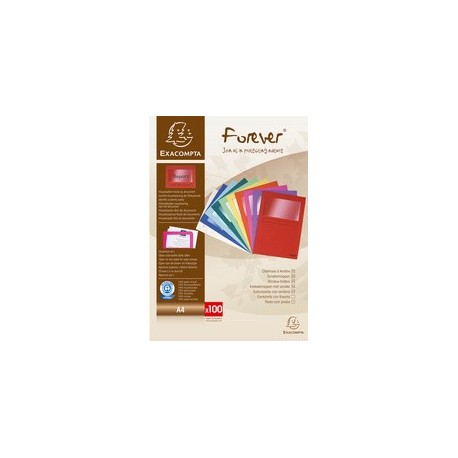 Exacompta chemises à fenêtre forever, a4, 120 g/m2, blanc