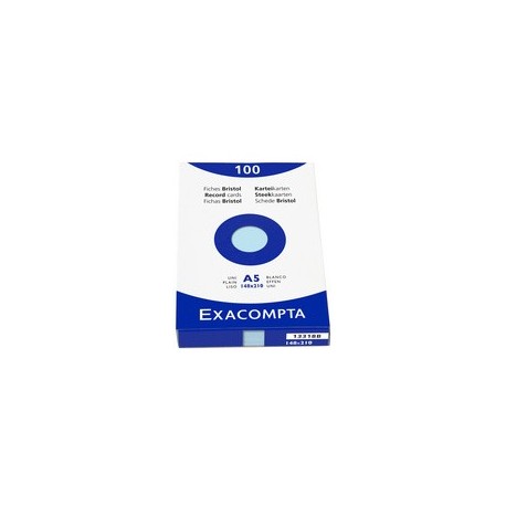 Exacompta fiches bristol, a5, uni, bleu azur