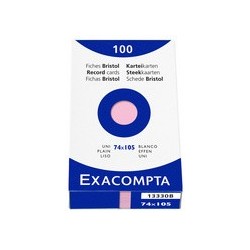 Exacompta fiches bristol, a7, carreaux, rose