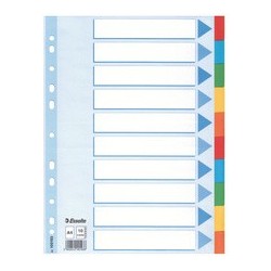 Esselte intercalaires en carton, unis, a4, 10 positions, en