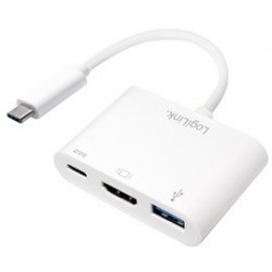 Logilink adaptateur multiport, usb-c - hdmi, blanc