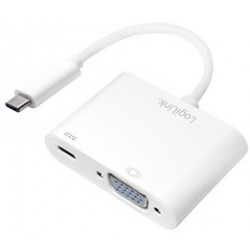 Logilink adaptateur de charge usb-c - vga, blanc