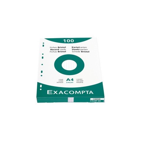 Exacompta fiches bristol, a4, uni, blanc