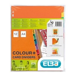Elba intercalaires, uni, a4, multicolore, 12 touches