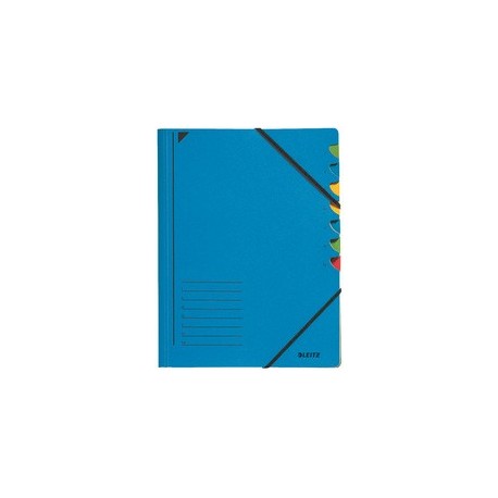 Leitz chemise trieur, a4, carton, 7 compartiments, bleu
