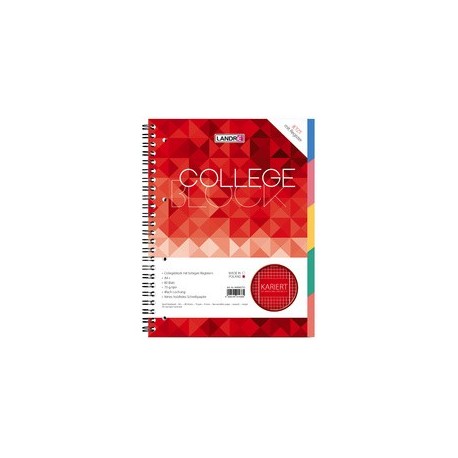 LandrÉ cahier à spirale avec intercalaires "college", a4,