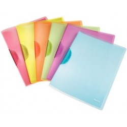Leitz chemise à clip colorclip rainbow, format a4, en pp, (LOT DE 6)
