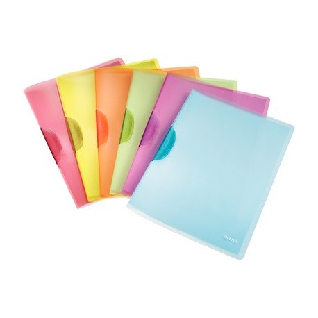 Leitz chemise à clip colorclip rainbow, format a4, en pp, (LOT DE 6)