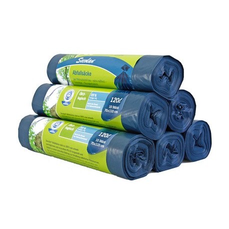 Secolan sac poubelle, bleu/noir, 120 litres